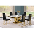 Best Quality Furniture White Marble Dining Set with Black Velvet Chairs