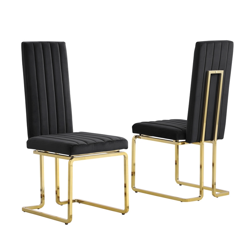 Best Quality Furniture White Marble Dining Set with Black Velvet Chairs
