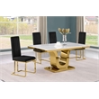 Best Quality Furniture White Marble Dining Set with Black Velvet Chairs