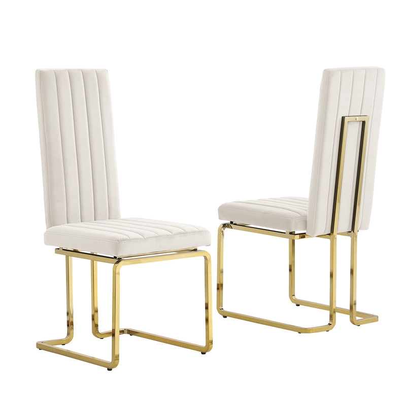 Best Quality Furniture White Marble Dining Set with Cream Velvet Chairs
