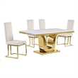 Best Quality Furniture White Marble Dining Set with Cream Velvet Chairs