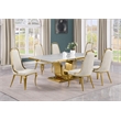 Best Quality Furniture White Marble Dining Set with Cream Velvet Chairs