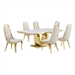 Best Quality Furniture White Marble Dining Set with Cream Velvet Chairs
