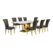 Best Quality Furniture White Marble Dining Set with Dark Gray Velvet Chairs