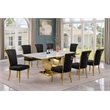 Best Quality Furniture White Marble Dining Set with Black Velvet Chairs