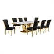 Best Quality Furniture White Marble Dining Set with Black Velvet Chairs