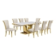 Best Quality Furniture White Marble Dining Set with Cream Velvet Chairs