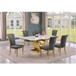 Best Quality Furniture White Marble Dining Set with Dark Gray Velvet Chairs