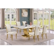 Best Quality Furniture White Marble Dining Set with Cream Velvet Chairs