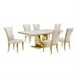 Best Quality Furniture White Marble Dining Set with Cream Velvet Chairs