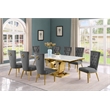 Best Quality Furniture White Marble Dining Set with Dark Gray Velvet Chairs