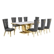 Best Quality Furniture White Marble Dining Set with Dark Gray Velvet Chairs