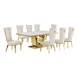 Best Quality Furniture White Marble Dining Set with Cream Velvet Chairs