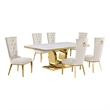 Best Quality Furniture White Marble Dining Set with Cream Velvet Chairs