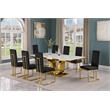 Best Quality Furniture White Marble Dining Set with Black Velvet Chairs
