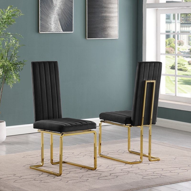 Best Quality Furniture White Marble Dining Set with Black Velvet Chairs