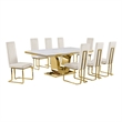 Best Quality Furniture White Marble Dining Set with Cream Velvet Chairs