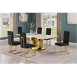 Best Quality Furniture White Marble Dining Set with Black Velvet Chairs