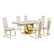 Best Quality Furniture White Marble Dining Set with Cream Velvet Chairs