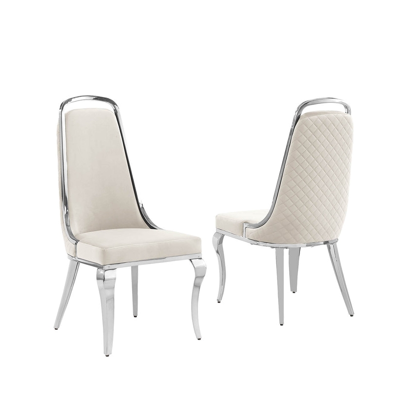 Best Quality Furniture White Marble Dining Set with Cream Velvet Chairs