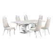 Best Quality Furniture White Marble Dining Set with Cream Velvet Chairs