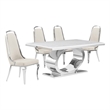 Best Quality Furniture White Marble Dining Set with Cream Velvet Chairs