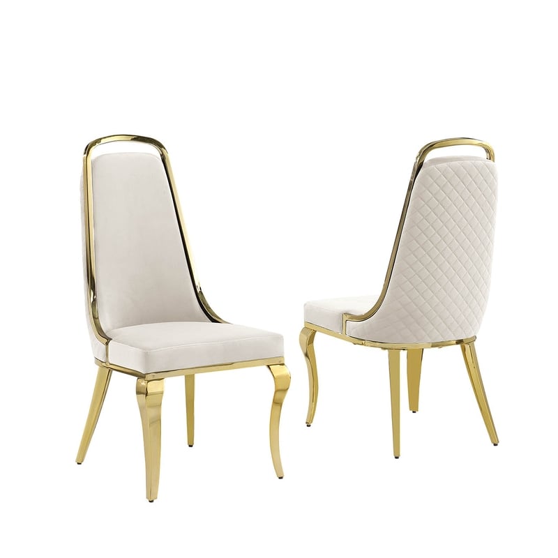 Best Quality Furniture White Marble Dining Set with Cream Velvet Chairs