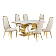 Best Quality Furniture White Marble Dining Set with Cream Velvet Chairs