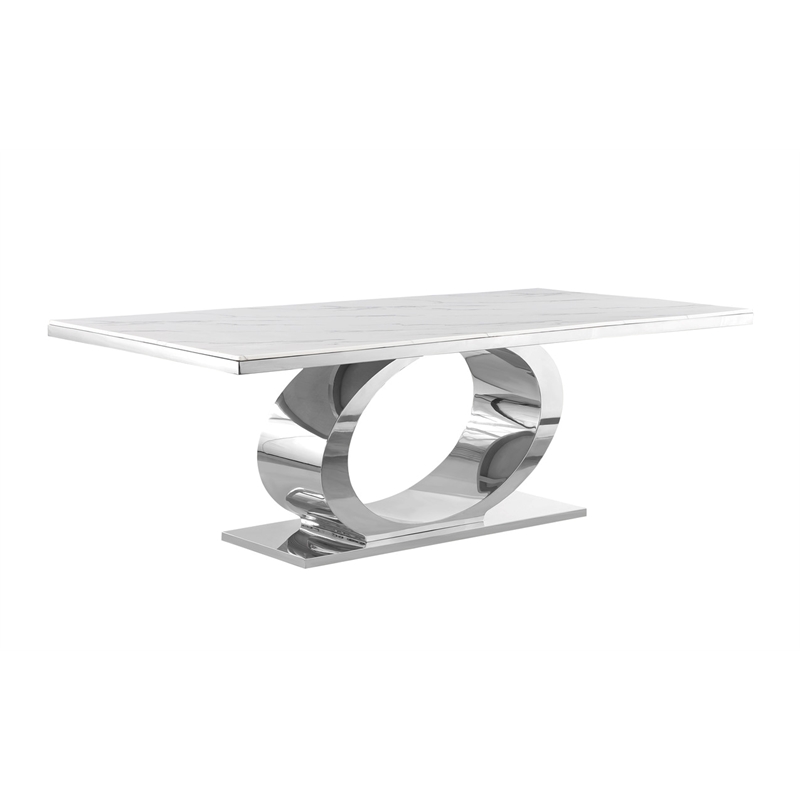 Best Quality Furniture White Marble Dining Set with Cream Velvet Chairs