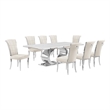 Best Quality Furniture White Marble Dining Set with Cream Velvet Chairs