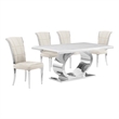 Best Quality Furniture White Marble Dining Set with Cream Velvet Chairs