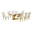 Best Quality Furniture White Marble Dining Set with Cream Velvet Chairs