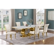 Best Quality Furniture White Marble Dining Set with Cream Velvet Chairs