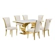 Best Quality Furniture White Marble Dining Set with Cream Velvet Chairs