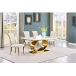 Best Quality Furniture White Marble Dining Set with Cream Velvet Chairs