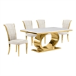 Best Quality Furniture White Marble Dining Set with Cream Velvet Chairs