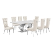 Best Quality Furniture White Marble Dining Set with Cream Velvet Chairs