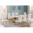 Best Quality Furniture White Marble Dining Set with Cream Velvet Chairs
