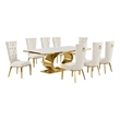 Best Quality Furniture White Marble Dining Set with Cream Velvet Chairs