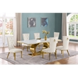 Best Quality Furniture White Marble Dining Set with Cream Velvet Chairs