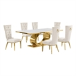 Best Quality Furniture White Marble Dining Set with Cream Velvet Chairs