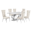 Best Quality Furniture White Marble Dining Set with Cream Velvet Chairs