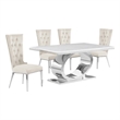 Best Quality Furniture White Marble Dining Set with Cream Velvet Chairs
