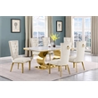 Best Quality Furniture White Marble Dining Set with Cream Velvet Chairs