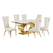 Best Quality Furniture White Marble Dining Set with Cream Velvet Chairs