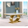 Best Quality Furniture White Marble Dining Set with Cream Velvet Chairs