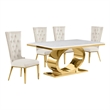 Best Quality Furniture White Marble Dining Set with Cream Velvet Chairs