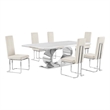 Best Quality Furniture White Marble Dining Set with Cream Velvet Chairs
