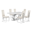 Best Quality Furniture White Marble Dining Set with Cream Velvet Chairs