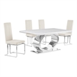 Best Quality Furniture White Marble Dining Set with Cream Velvet Chairs